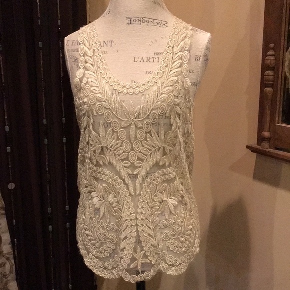 BANANA  L  Sleeveless Shear Gold Cami Top NEW WITH BRAND TAG. 100% Cotton - Picture 2 of 16